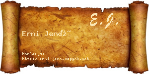 Erni Jenő névjegykártya